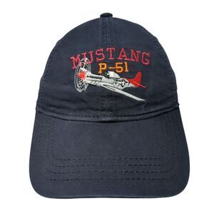 Mustang P-51 Strapback Hat Blue One Size Erickson Aircraft Collection